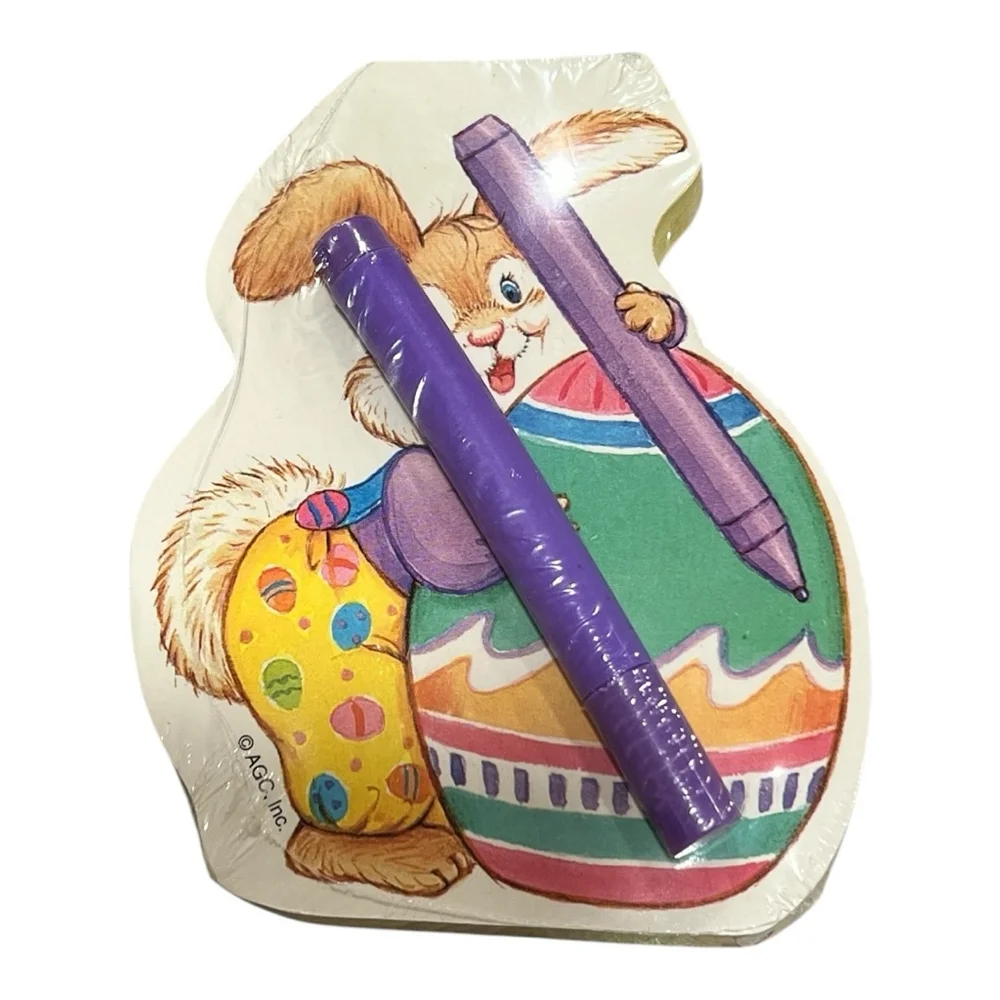 Vintage American Greetings Easter Bloomer Bunny Rabbit 100 Sheets Note Pad & Pen